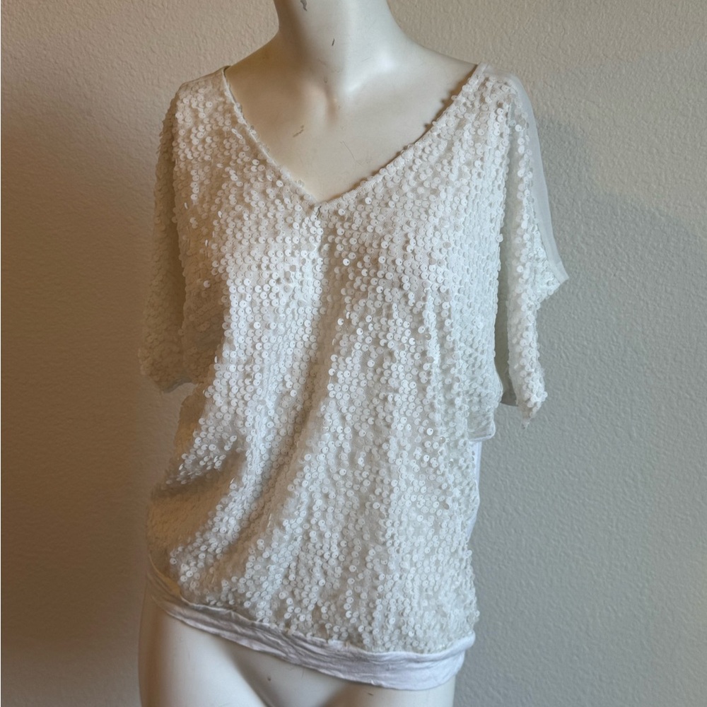 IMAN White Textured Women's Blouse